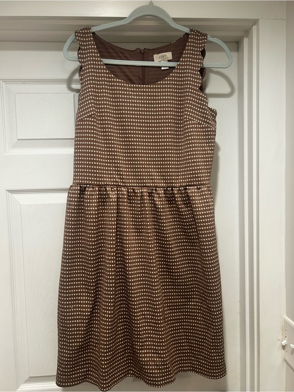 LOFT Brown and Cream Polka Dot Sleeveless Womens  Dress